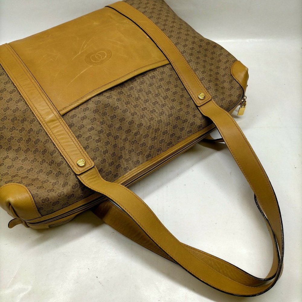 authentic Vintage Gucci Shoulder Bag Brown PVC - Picture 4 of 9